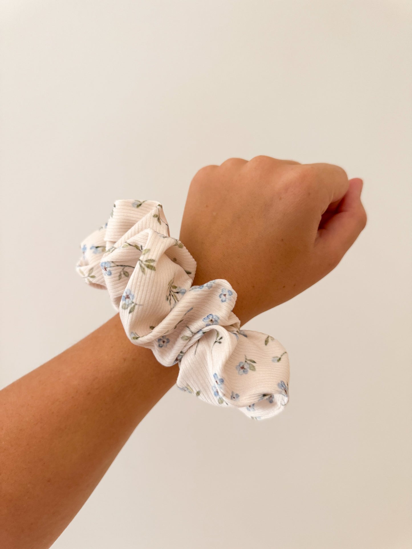 Ditsy Blue Floral Scrunchie