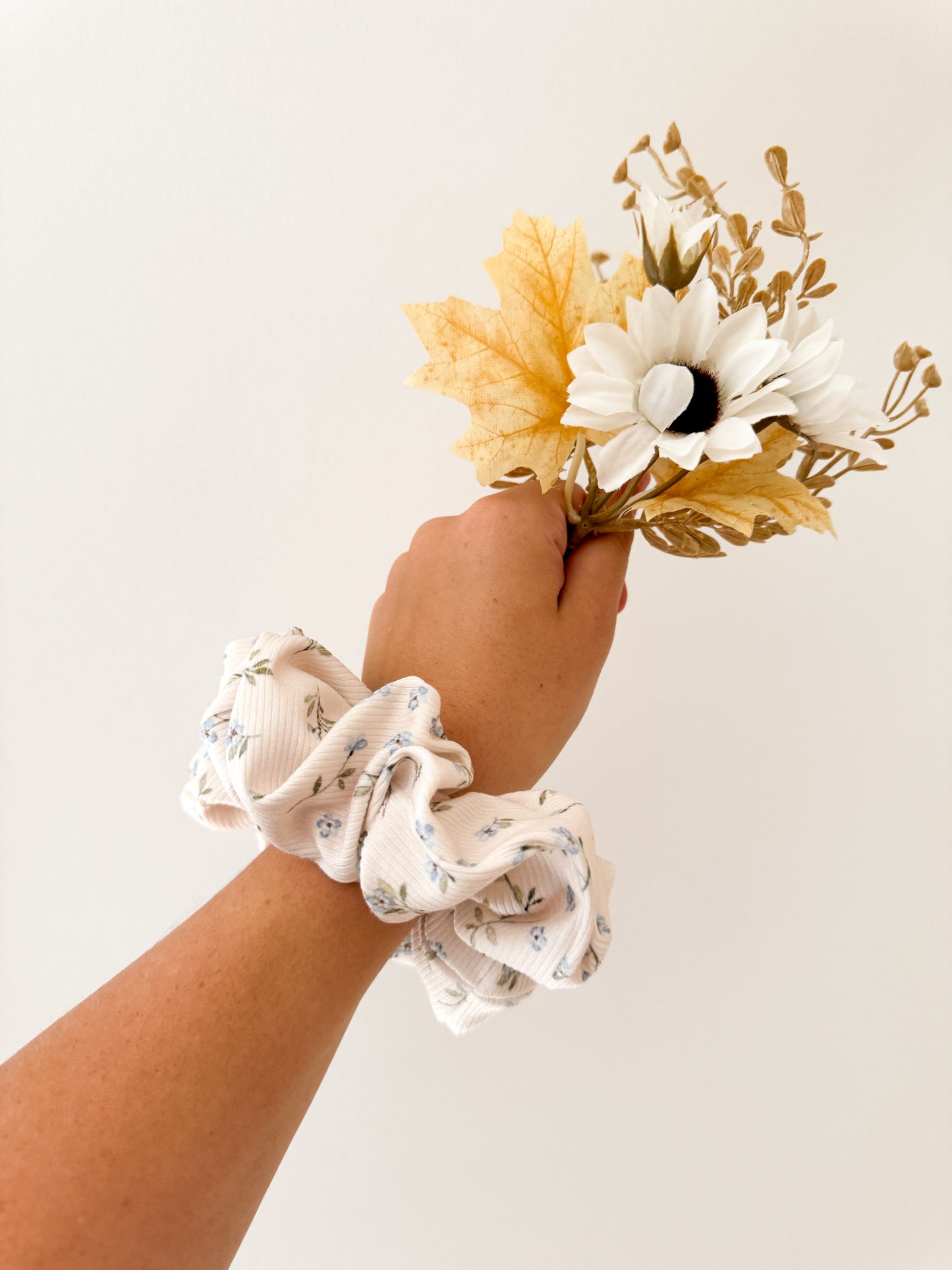 Ditsy Blue Floral Scrunchie