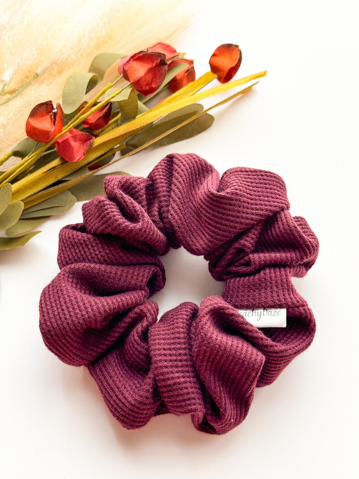 Cranberry Waffle Knit Scrunchie