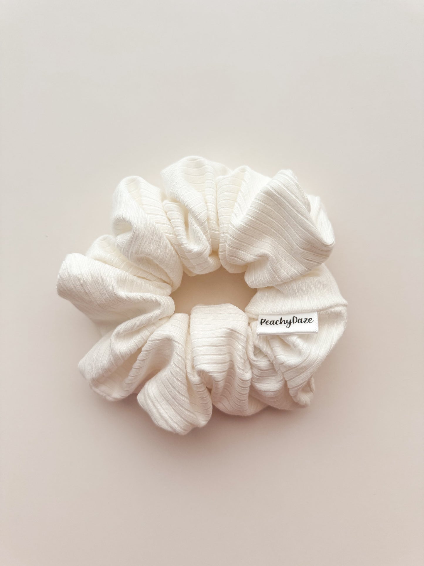 White Ribbed Scrunchie