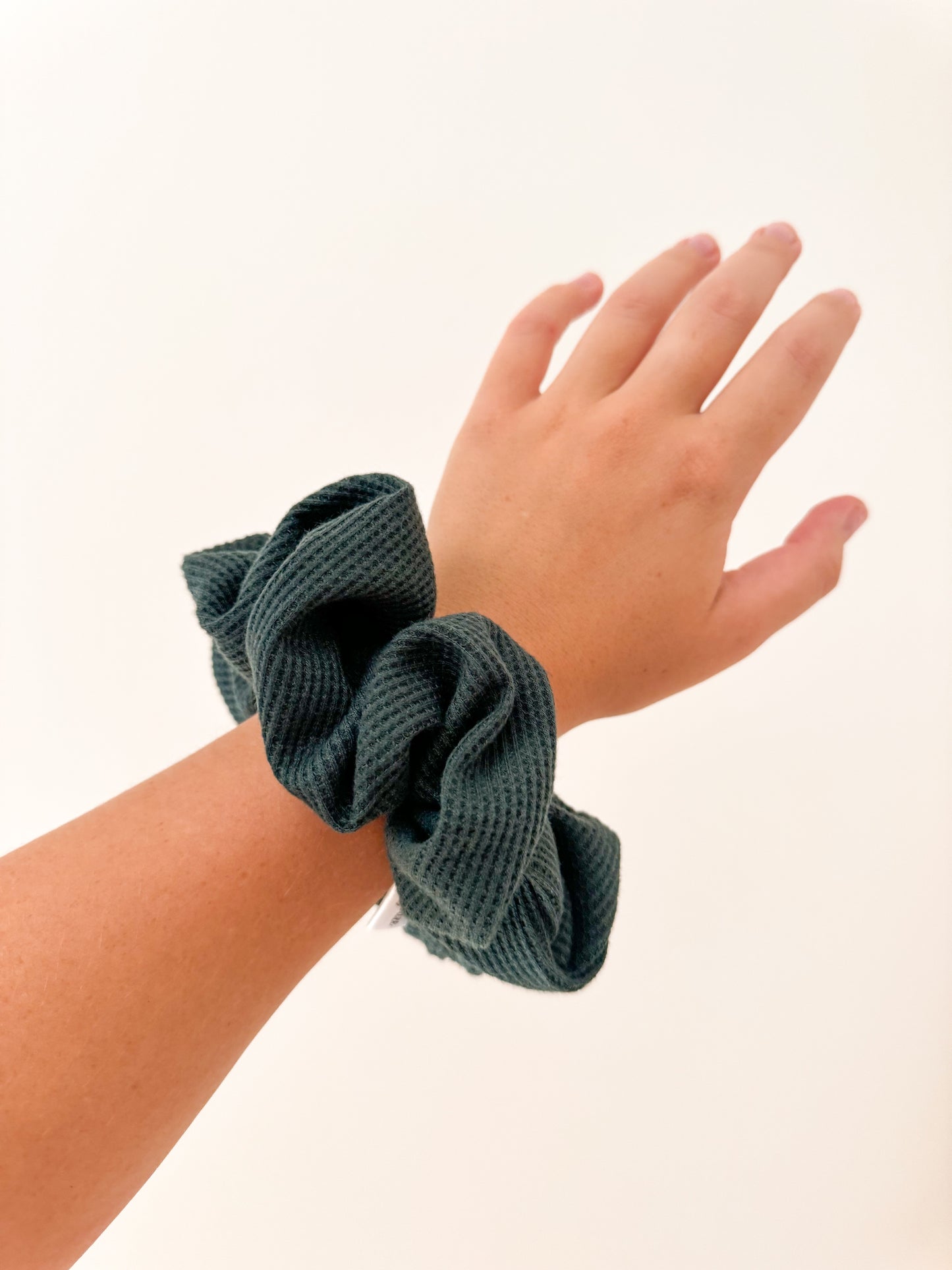 Dark Green Waffle Knit Scrunchie