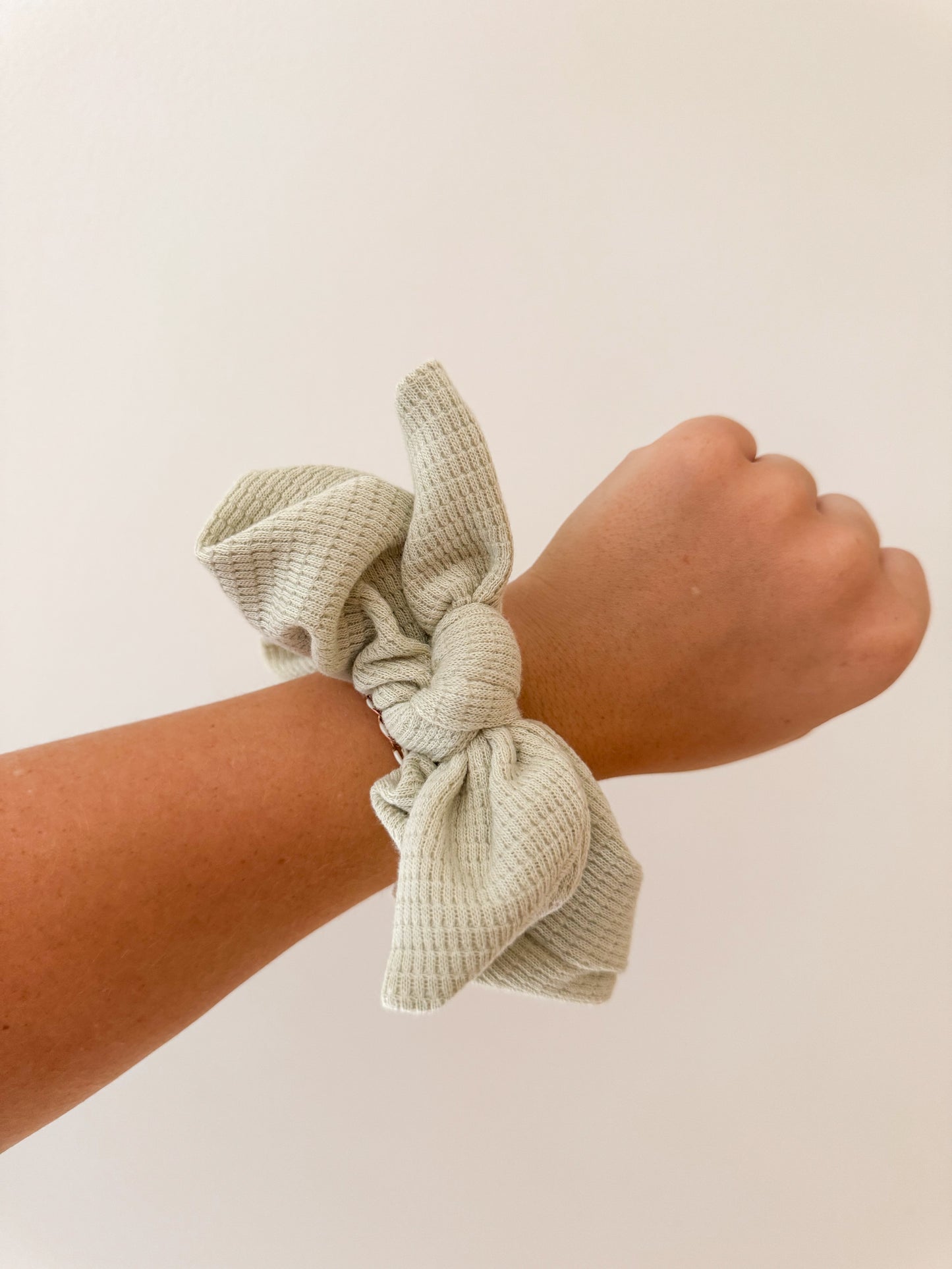 Sage Green Bow Scrunchie